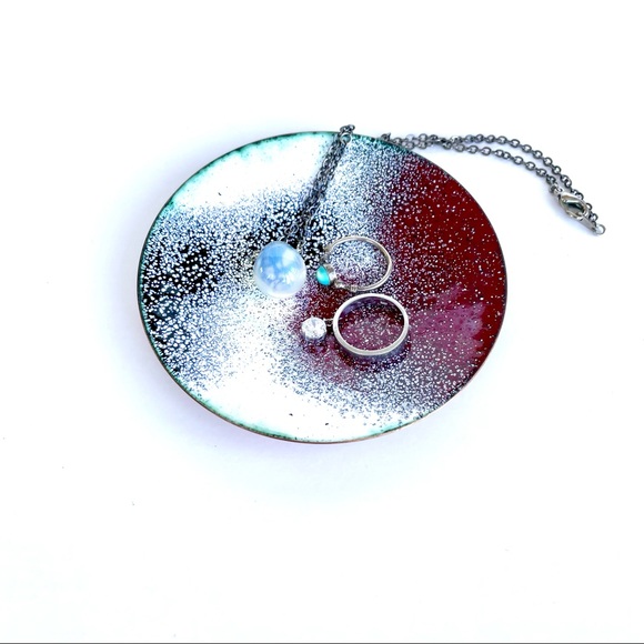 Vintage Enamelled Copper Trinket Dish - Picture 1 of 13